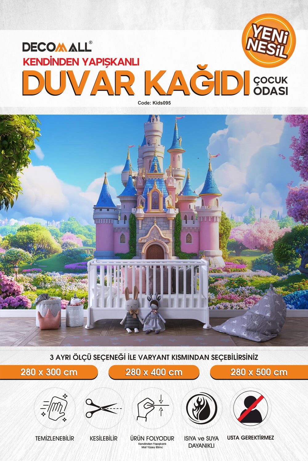 kids095 Yeni Nesil Kendinden Yapışkanlı Çocuk Odası Duvar Kağıdı Duvar Posteri Yapışkanlı 