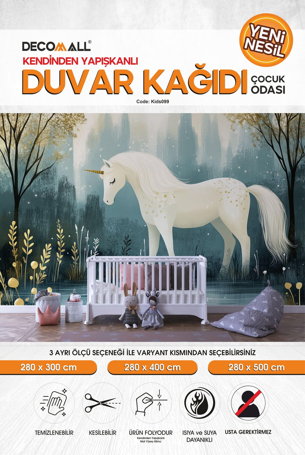 kids099 Yeni Nesil Kendinden Yapışkanlı Çocuk Odası Duvar Kağıdı Duvar Posteri Yapışkanlı 