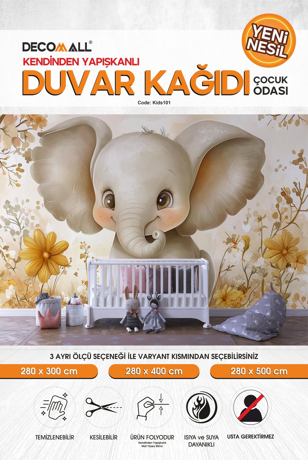 kids101 Yeni Nesil Kendinden Yapışkanlı Çocuk Odası Duvar Kağıdı Duvar Posteri Yapışkanlı 