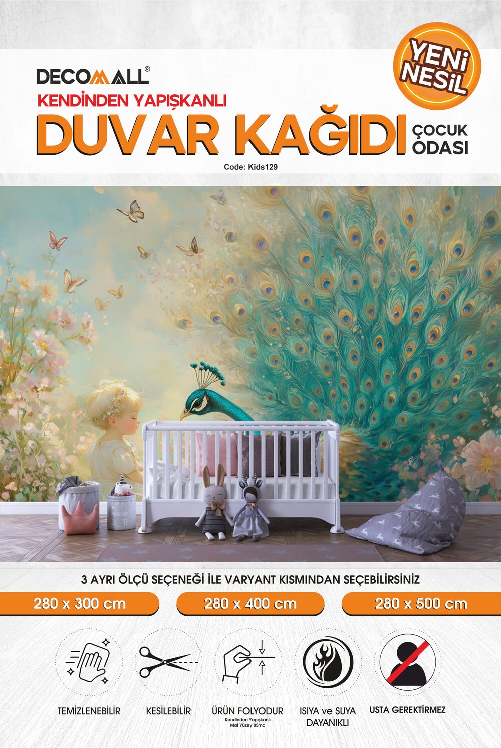 kids129 Yeni Nesil Kendinden Yapışkanlı Çocuk Odası Duvar Kağıdı Duvar Posteri Yapışkanlı 