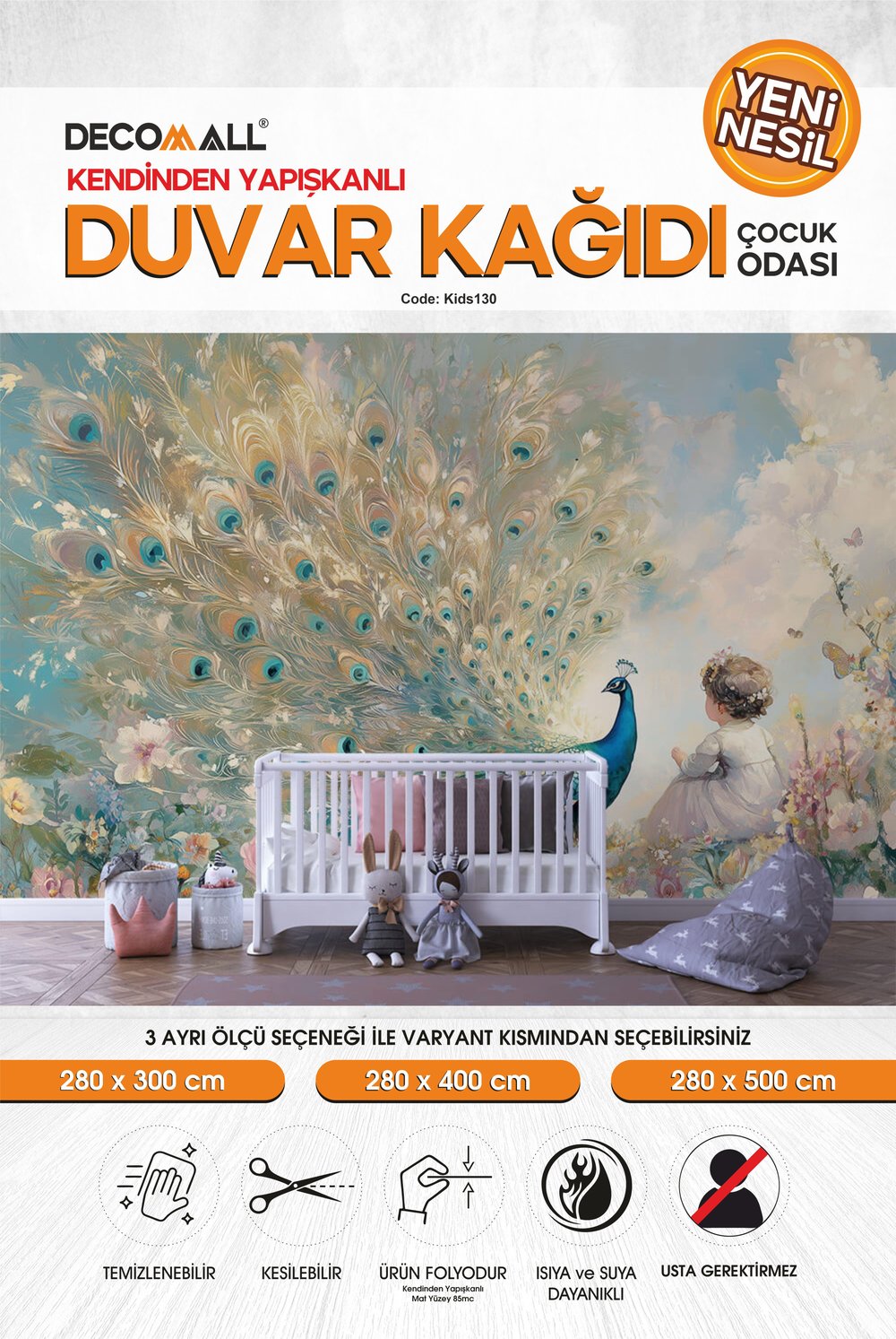 kids130 Yeni Nesil Kendinden Yapışkanlı Çocuk Odası Duvar Kağıdı Duvar Posteri Yapışkanlı 