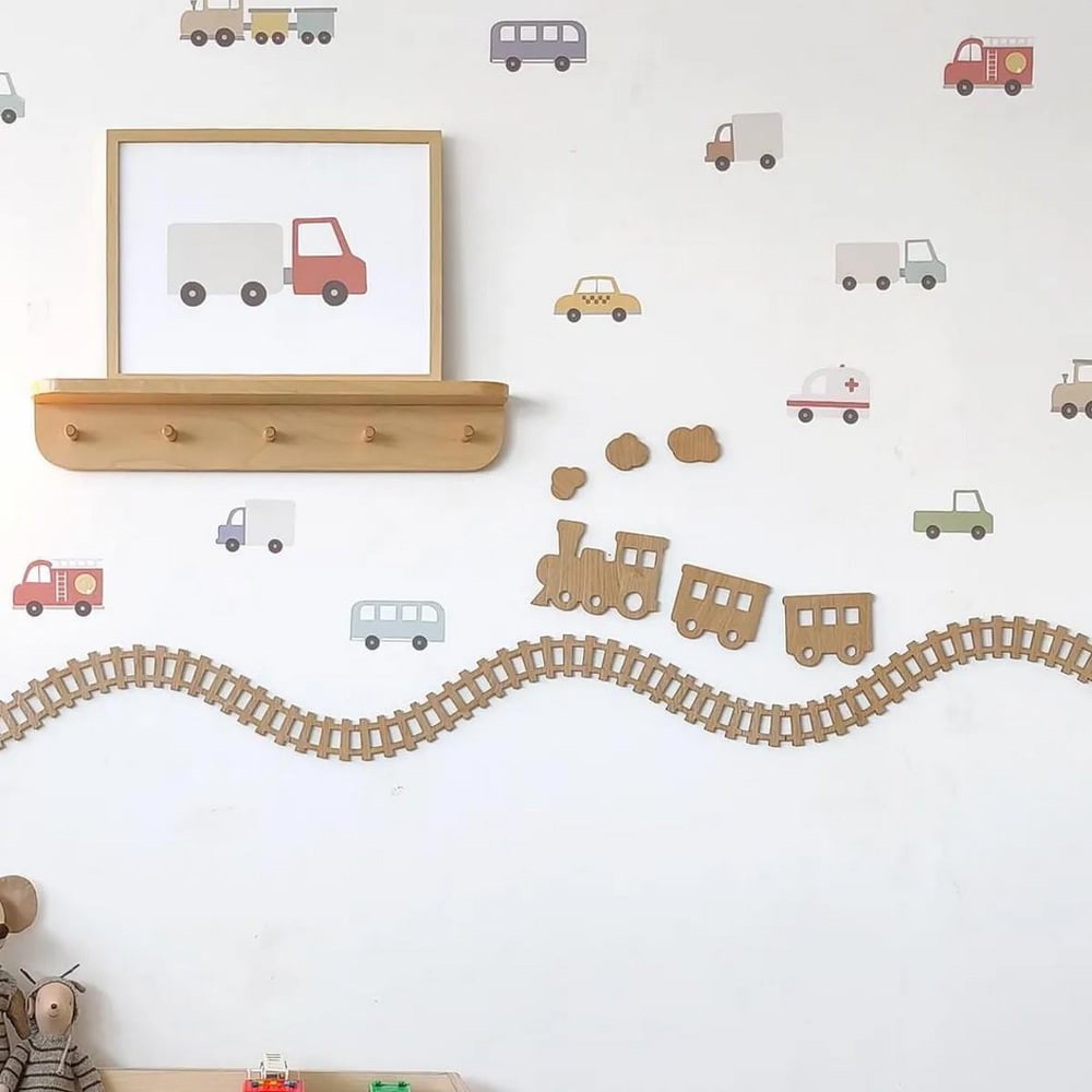 (PP-36) Bebek ve Çocuk Odası Ahşap Tren Duvar Dekoru – Tren Temalı | 3 mm Kabartmalı