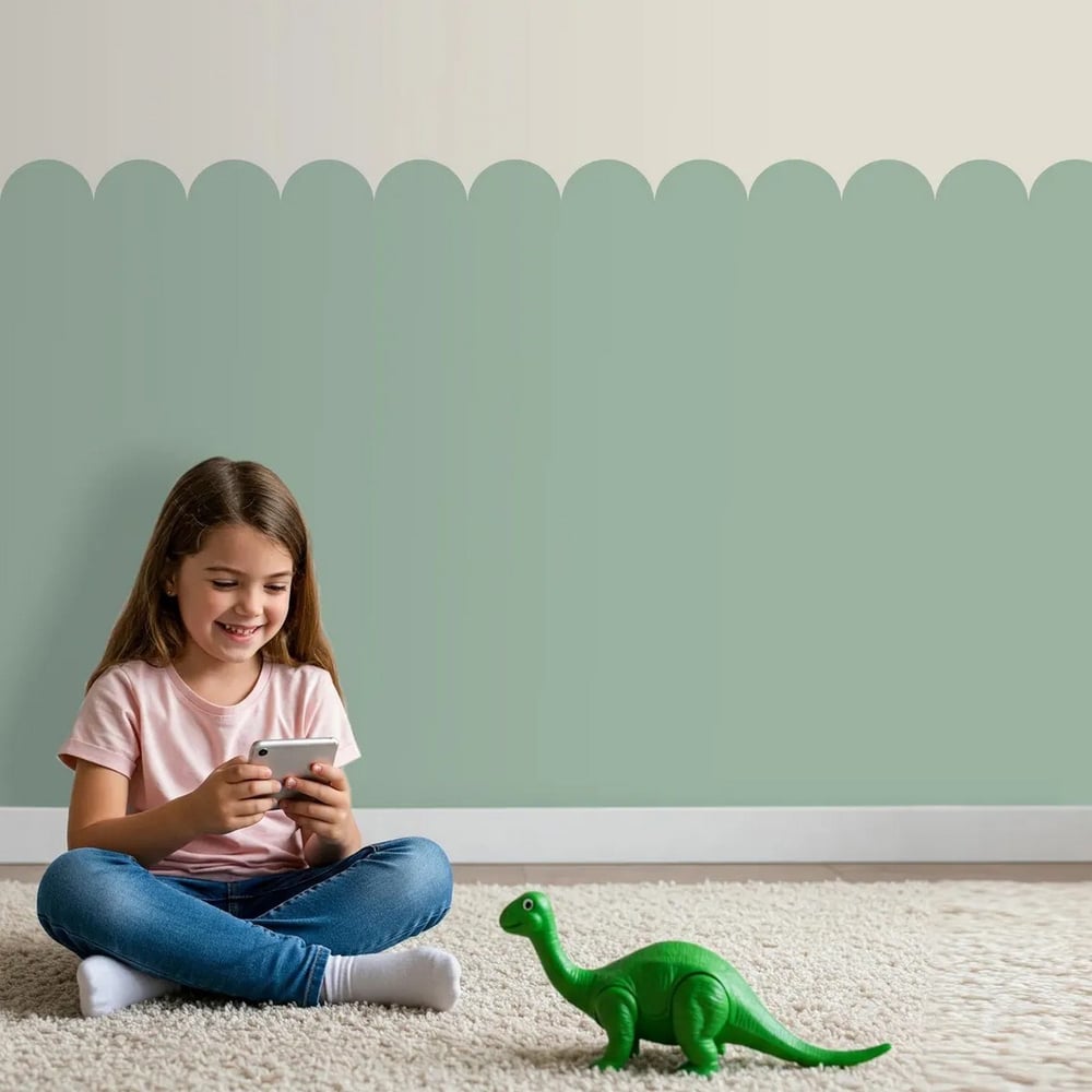 PP-76 Kemerli Çizgili Yarım Duvar Sticker – Bebek & Çocuk Odası Kendinden Yapışkanlı Duvar Dekoru
