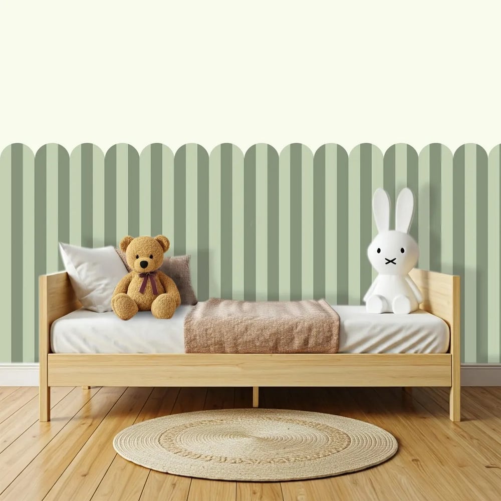 PP-80 Kemerli Çizgili Yarım Duvar Sticker – Bebek & Çocuk Odası Kendinden Yapışkanlı Duvar Dekoru
