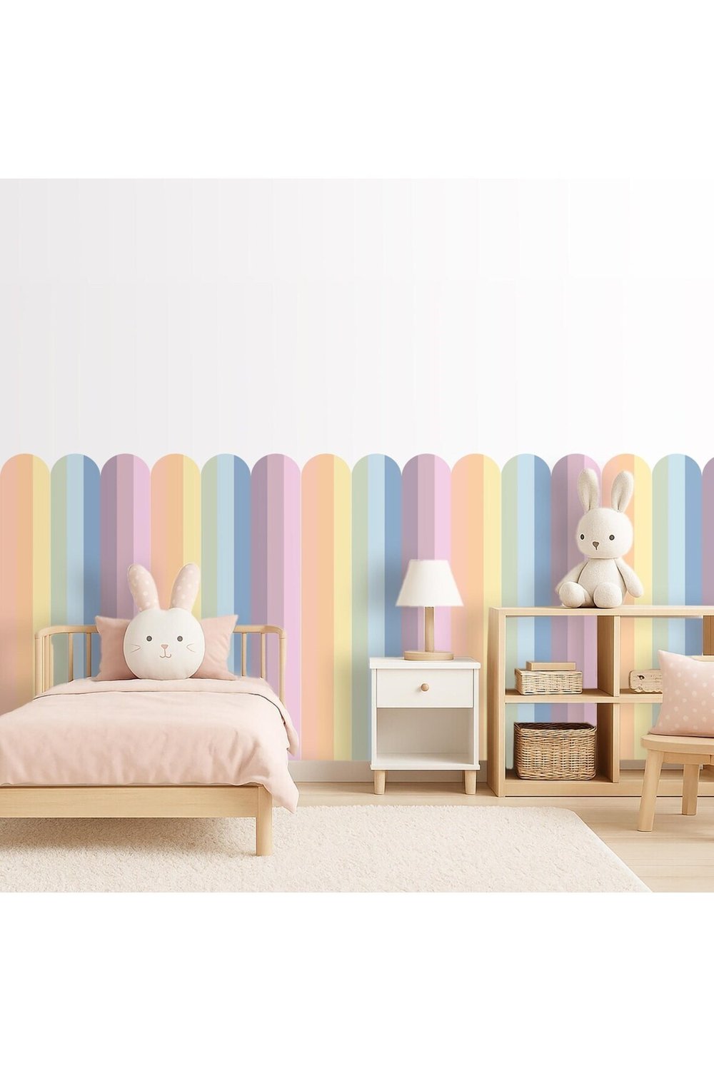 PP-83 Kemerli Çizgili Yarım Duvar Sticker – Bebek & Çocuk Odası Kendinden Yapışkanlı Duvar Dekoru