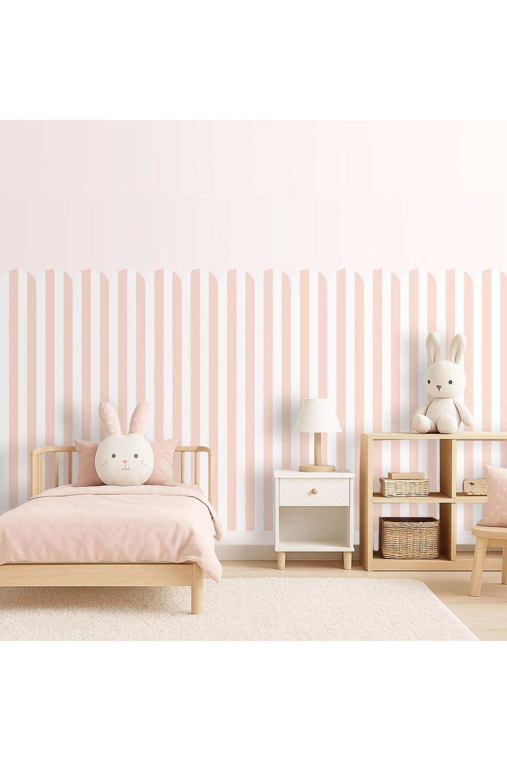 PP-85 Kemerli Çizgili Yarım Duvar Sticker – Bebek & Çocuk Odası Kendinden Yapışkanlı Duvar Dekoru