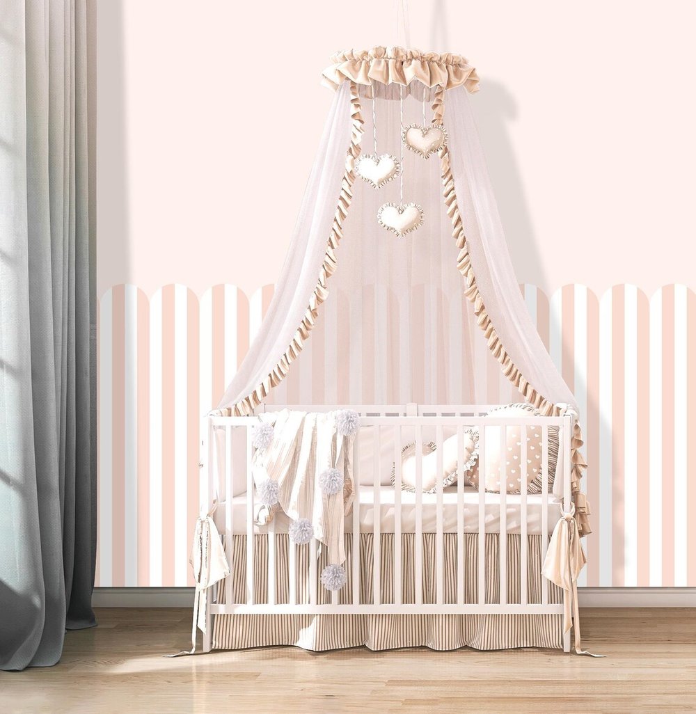 PP-85 Kemerli Çizgili Yarım Duvar Sticker – Bebek & Çocuk Odası Kendinden Yapışkanlı Duvar Dekoru