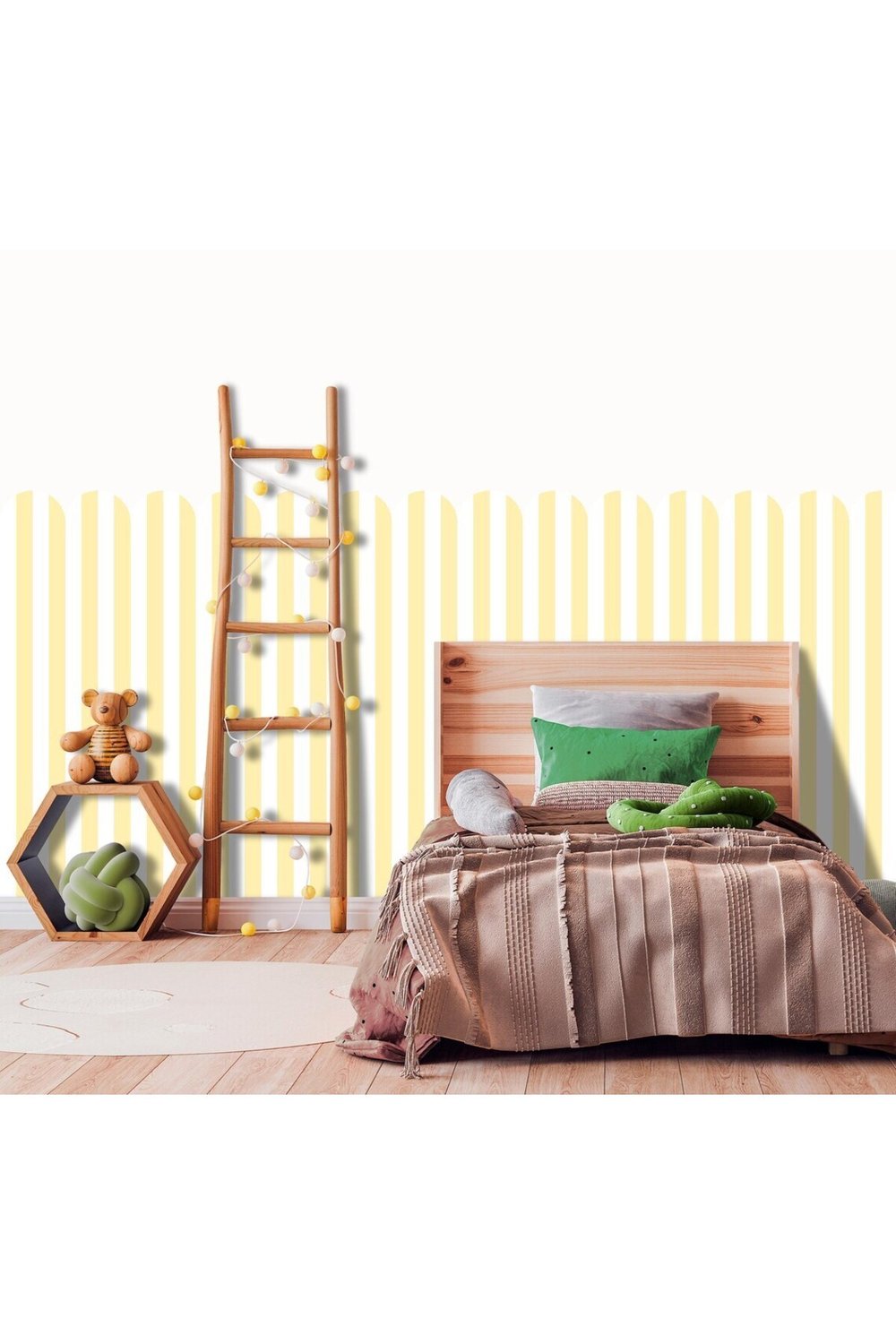 PP-87 Kemerli Çizgili Yarım Duvar Sticker – Bebek & Çocuk Odası Kendinden Yapışkanlı Duvar Dekoru