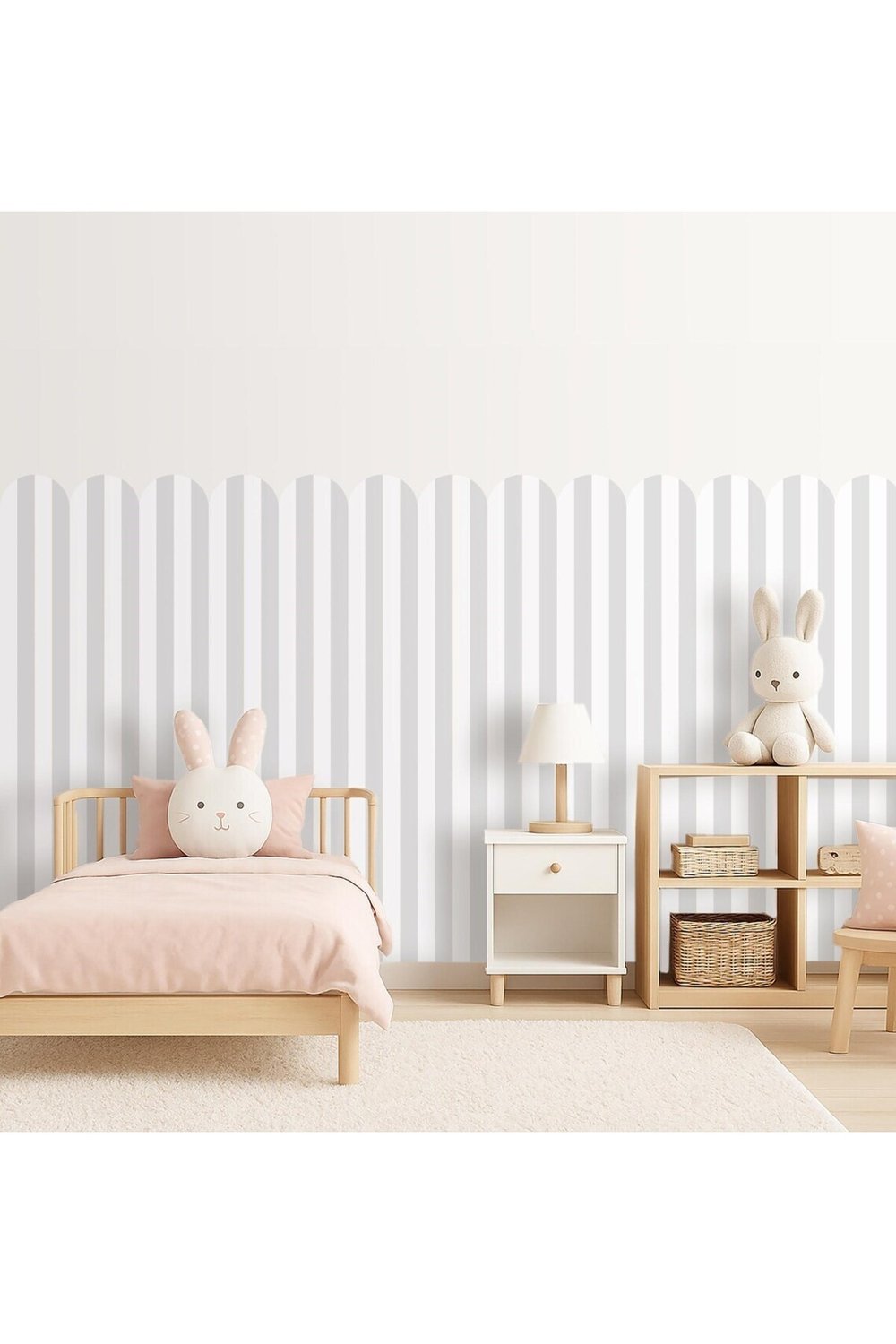 PP-89 Kemerli Çizgili Yarım Duvar Sticker – Bebek & Çocuk Odası Kendinden Yapışkanlı Duvar Dekoru
