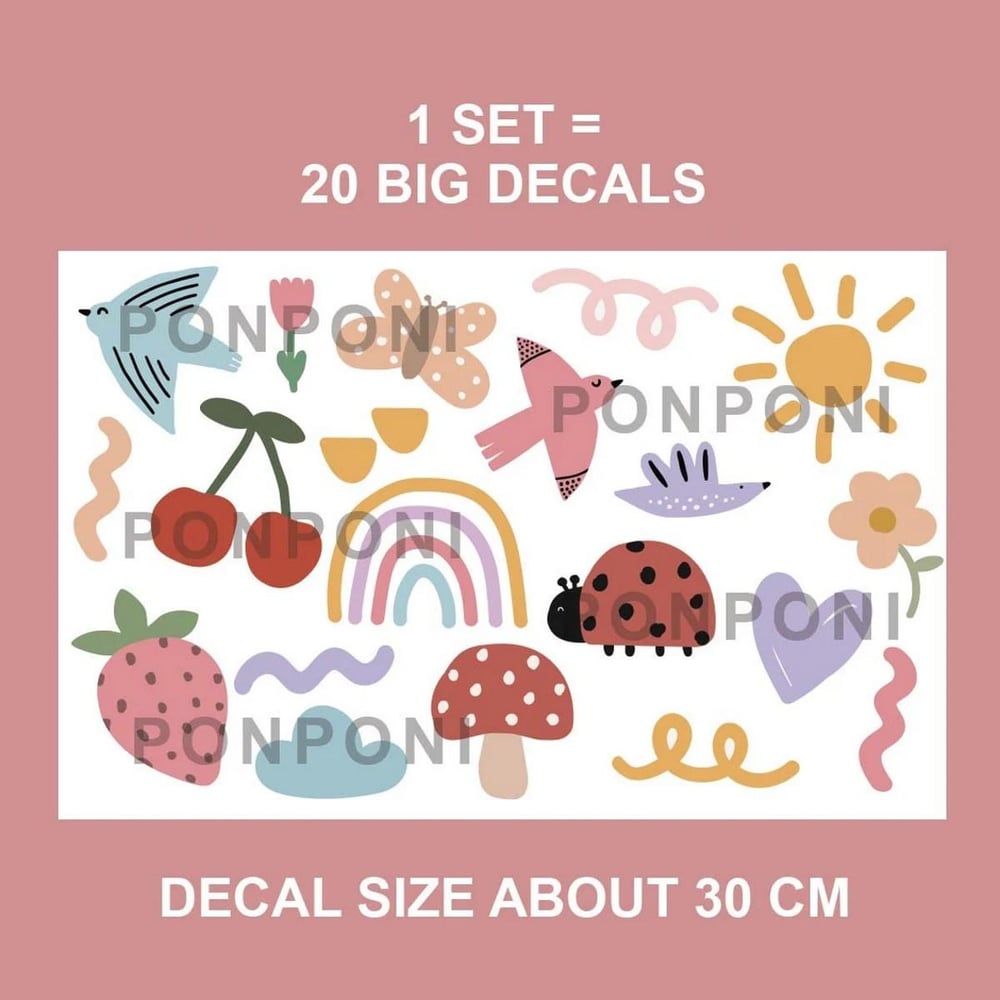 (PP23) Bebek ve Çocuk Odası Duvar Stickerı | Kendinden Yapışkanlı Folyo Duvar Dekoru Sticker