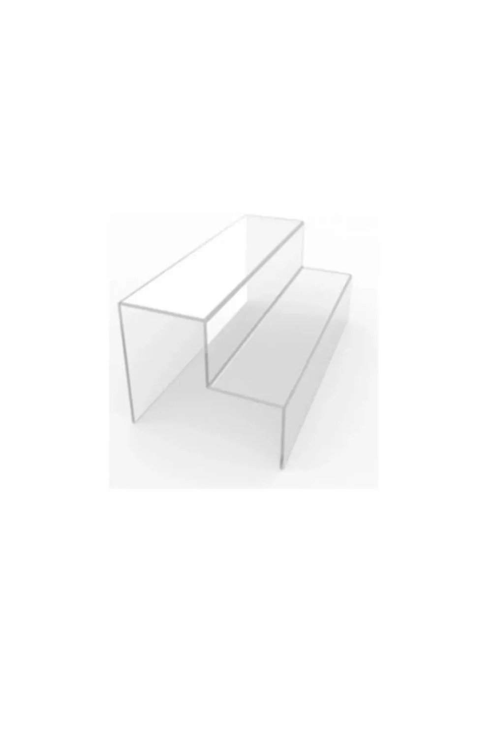 Seha Pleksi Akrilik Merdiven Raf 3 Mm Şeffaf 30 cm Genişlikte 2 Katlı Stand Baharatlık