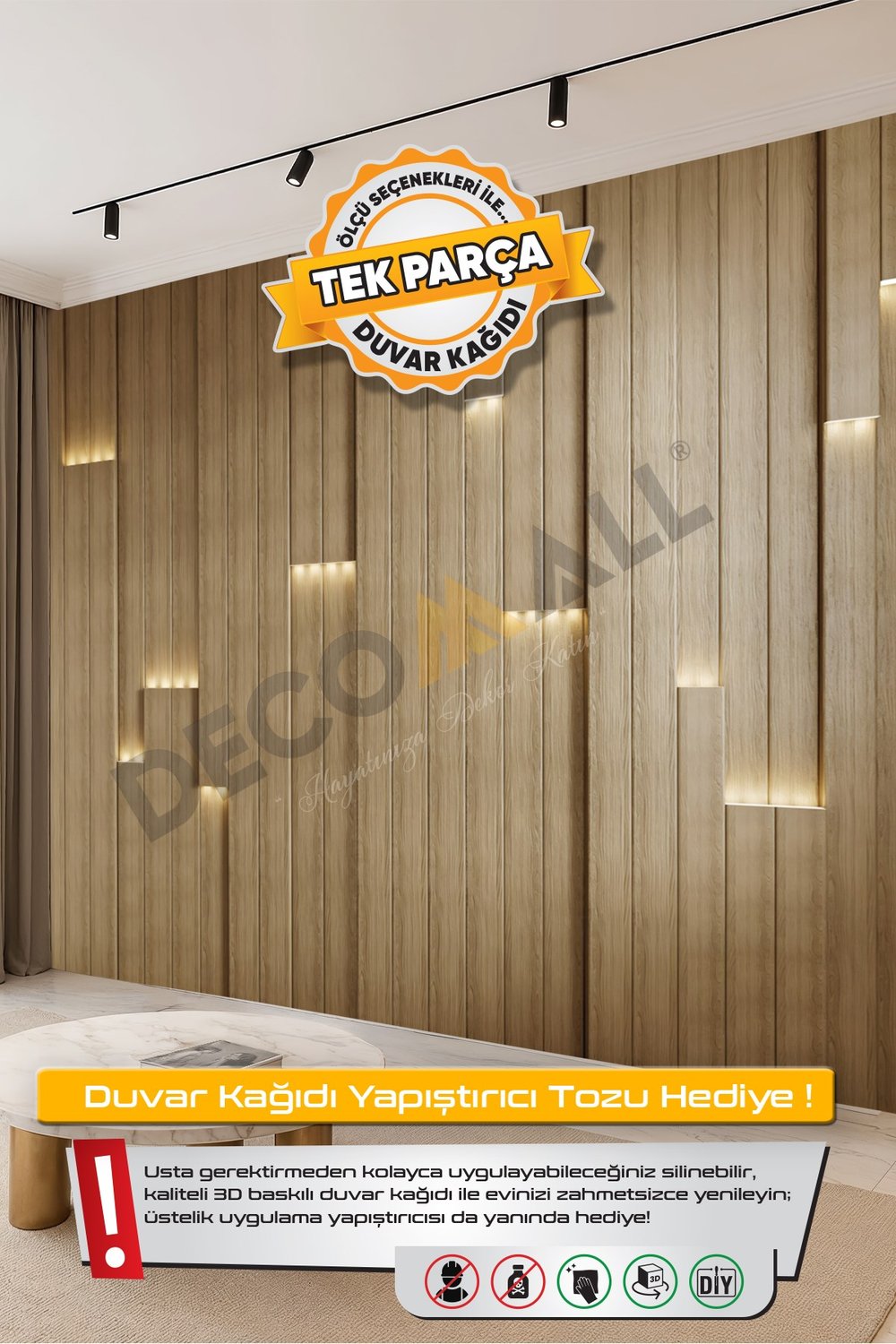 (TV-70) TV Arkası Duvar Kağıdı Tek Parça 3D Çita Mermer Görünümlü Salon Ofis Duvar Posteri
