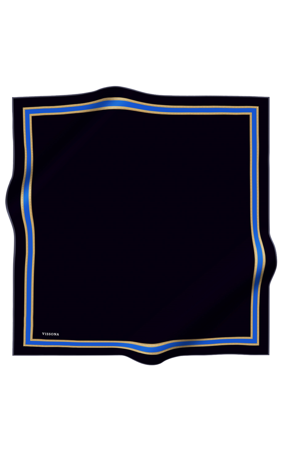 % 57 İPEK % 43 VİSKON Twill İpek Dokulu Şerit Desenli Siyah - Saks Renkli 90x90 Eşarp Dikim Şekli : El Dikişi