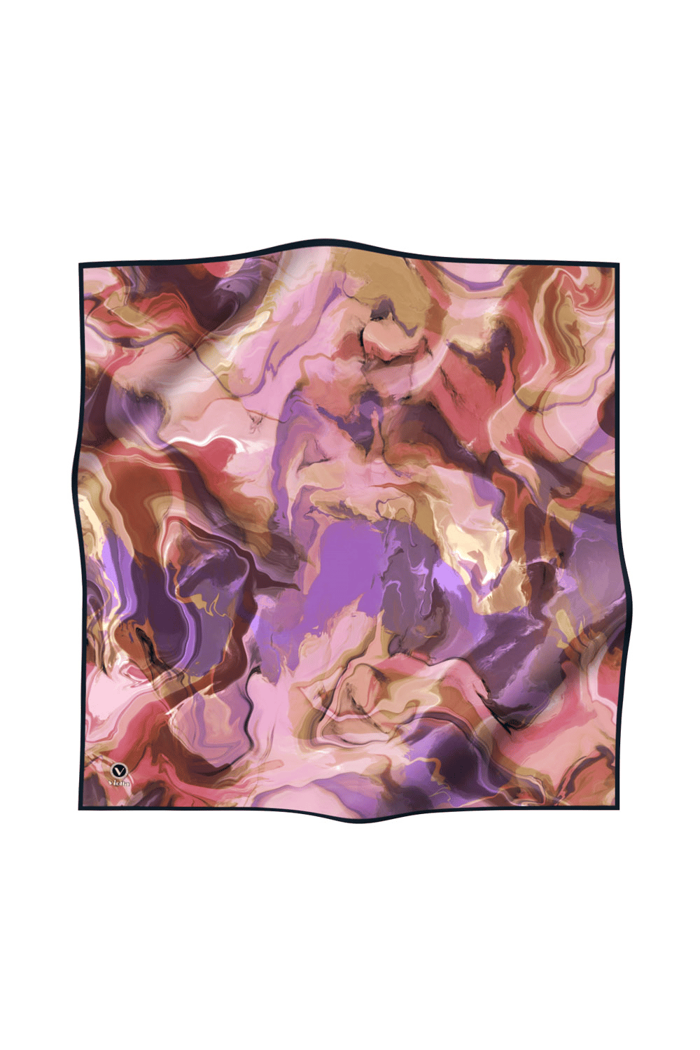 Twill Batik Desenli Mor Renkli 90x90 Eşarp (İpek İçermez) Kenar Dikiş Şekli El Dikişli