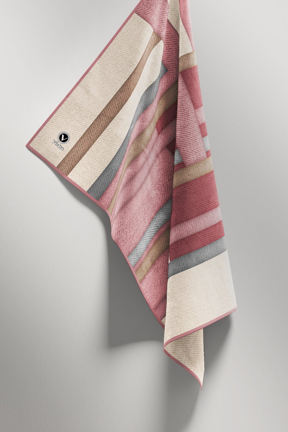 Twill Renkli Şerit Desenli Pudra Renkli 90x90 Eşarp (İpek İçermez) Kenar Dikiş Şekli El Dikişli
