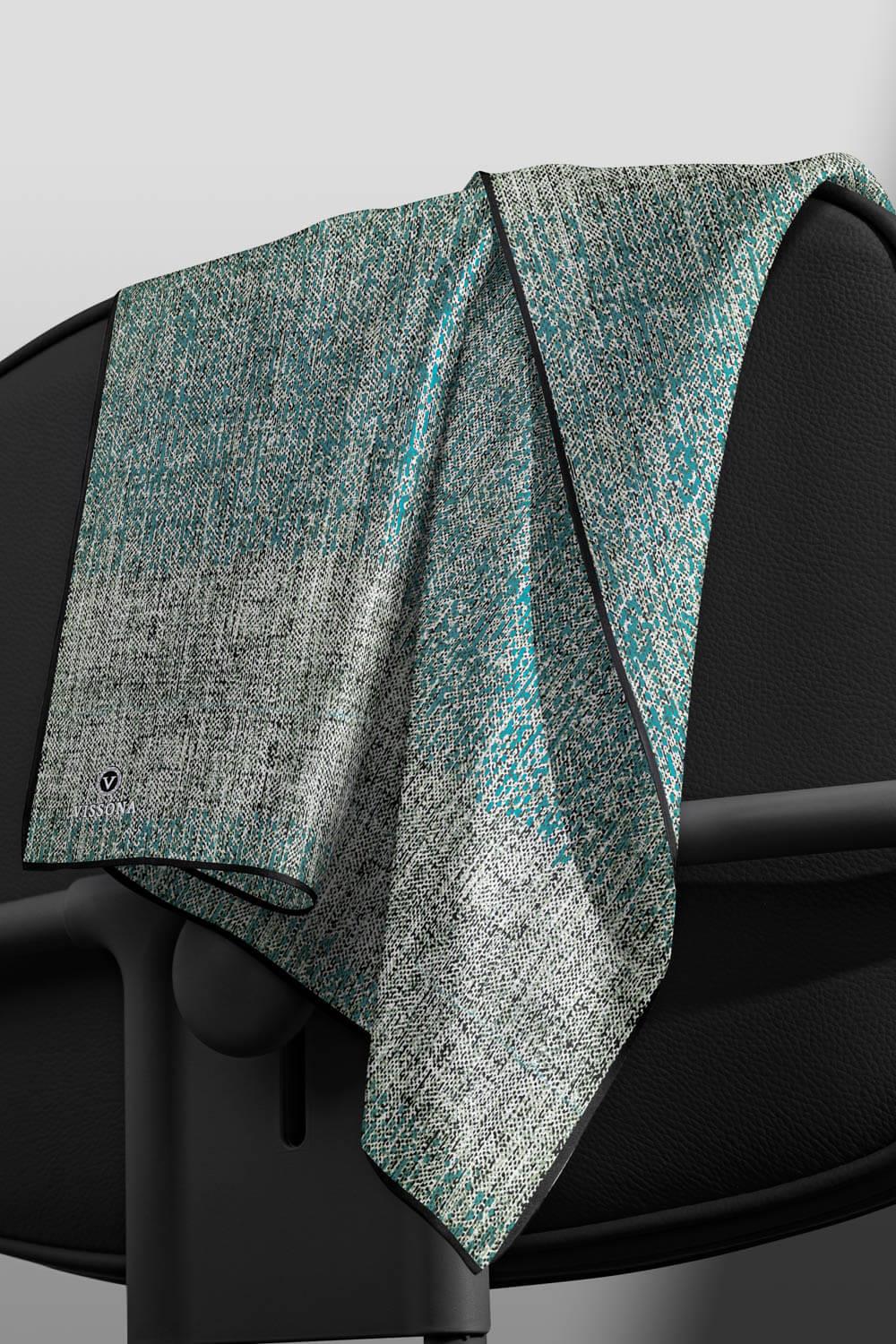 %100 Twill İpek Dokulu Desen Mint Yeşili - Su Yeşili Renkli 90x90 Eşarp Kenar Dikiş Şekli El Dikişli