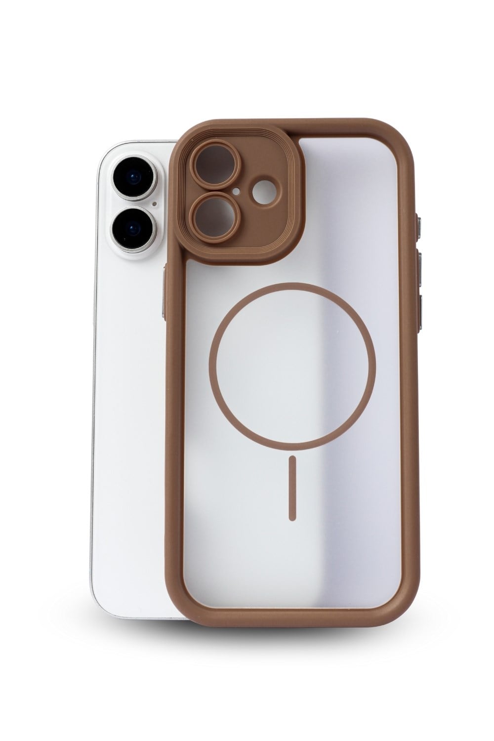 iPhone 16 Uyumlu Kamera Korumalı Magsafe Wireless Şarj Özellikli Mat Silikon Haki renkli Silikon Telefon Kılıfı