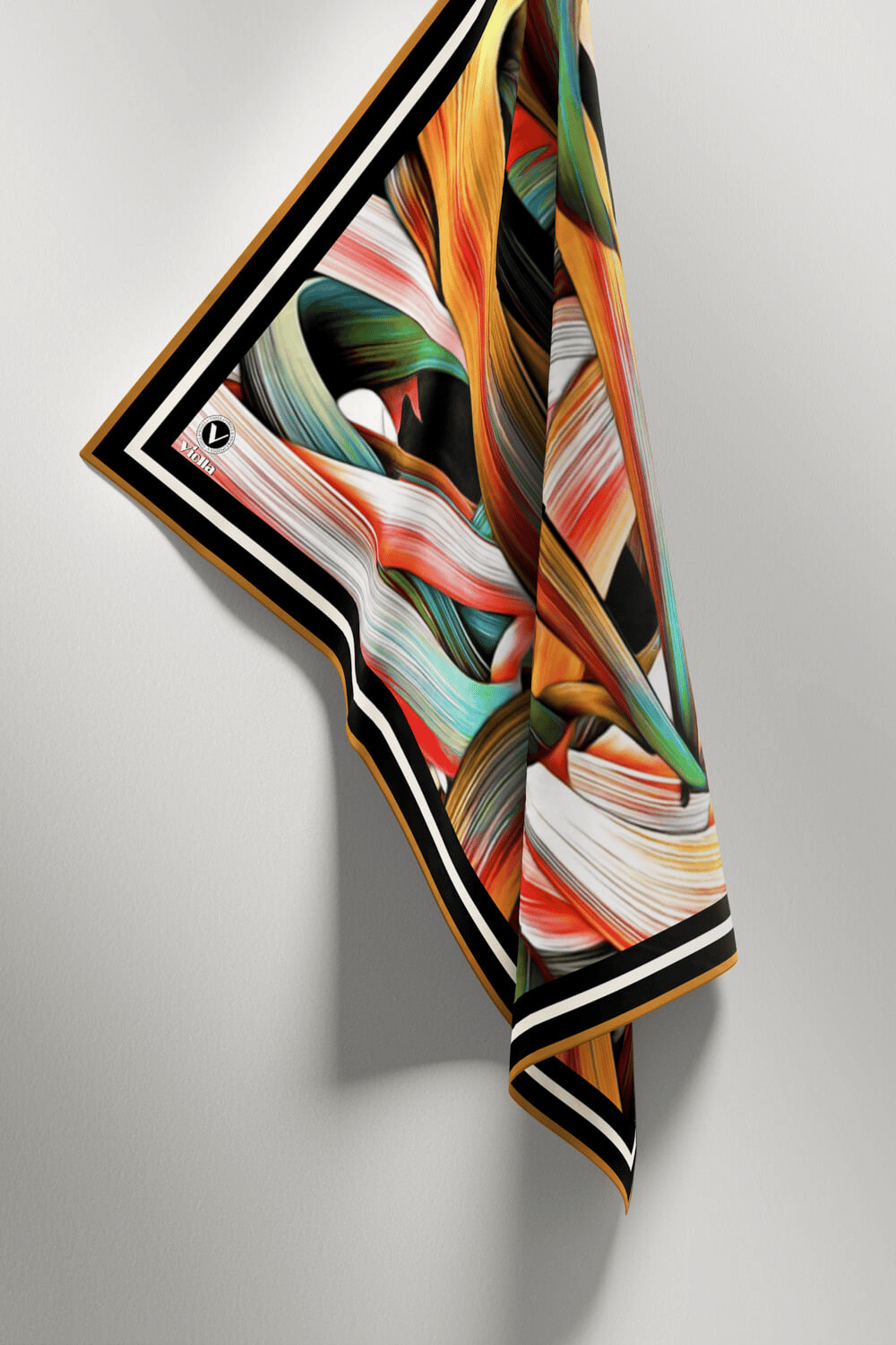 Twill Kare Desenli Hardal Renkli 90x90 Dikim Şekli : El Dikişi Eşarp (İpek İçermez)