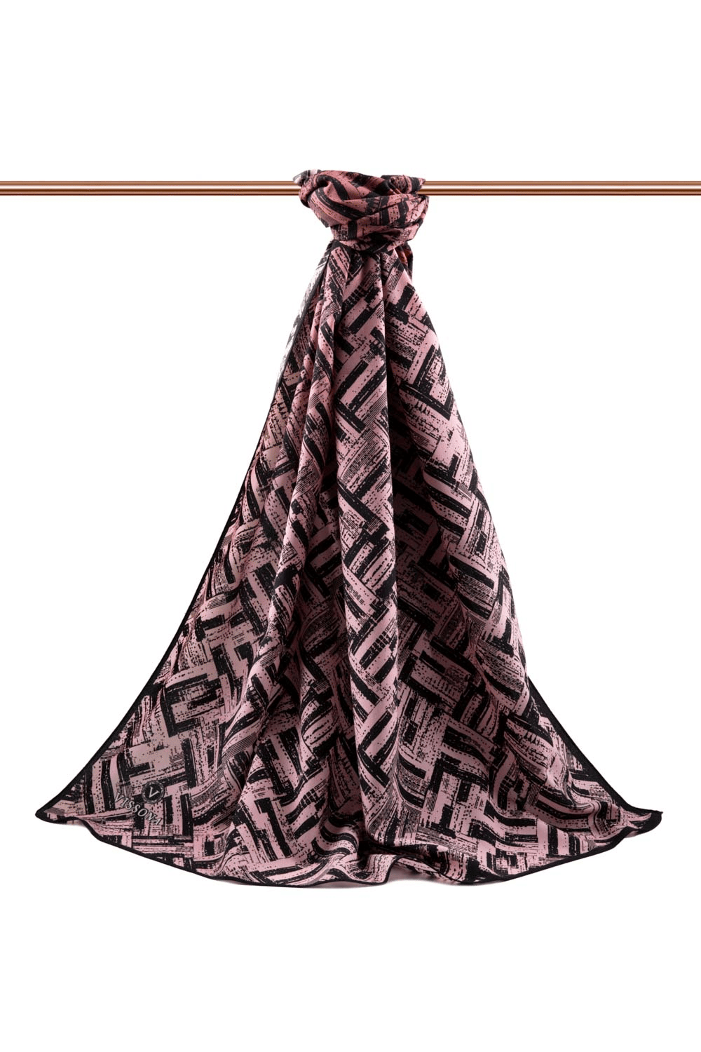 LÜKS MEDİNE İPEĞİ DEGRADELİ ÇİZGİ DESENLİ PUDRA RENKLİ 75X195 KIRIŞMAZ ŞAL MOSS KREP DİKİŞ TİPİ İTALYAN DİKİŞLİ