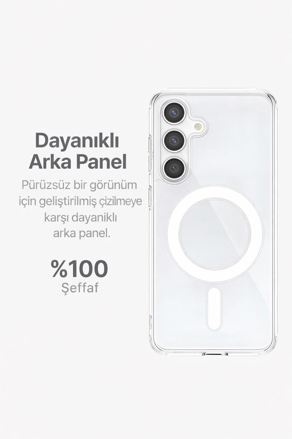 Samsung Galaxy S23 FE Uyumlu Kamera Korumalı Magsafe Wireless Şarj Özellikli Lüks Şeffaf Silikon Telefon Kılıfı