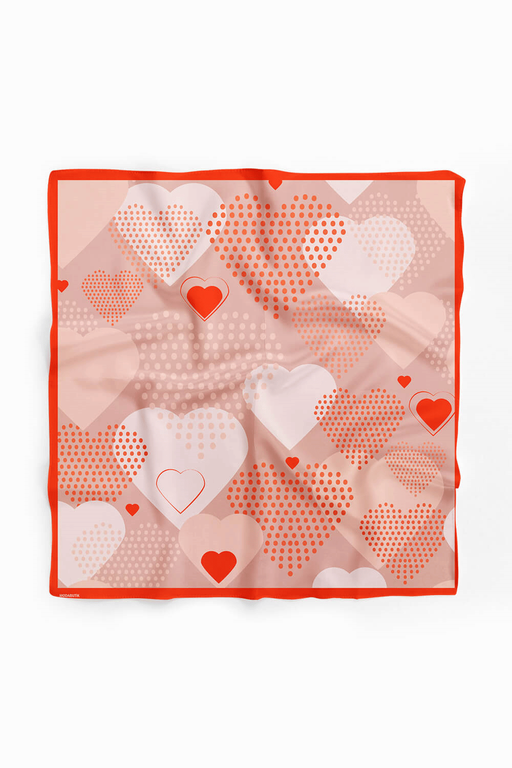 Z20 Kadın Kalp Desenli Bandana 50x50 Pembe DG0266-22