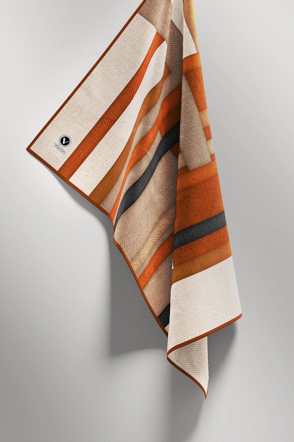Twill Renkli Şerit Desenli Taba Renkli 90x90 Eşarp (İpek İçermez) Kenar Dikiş Şekli El Dikişli