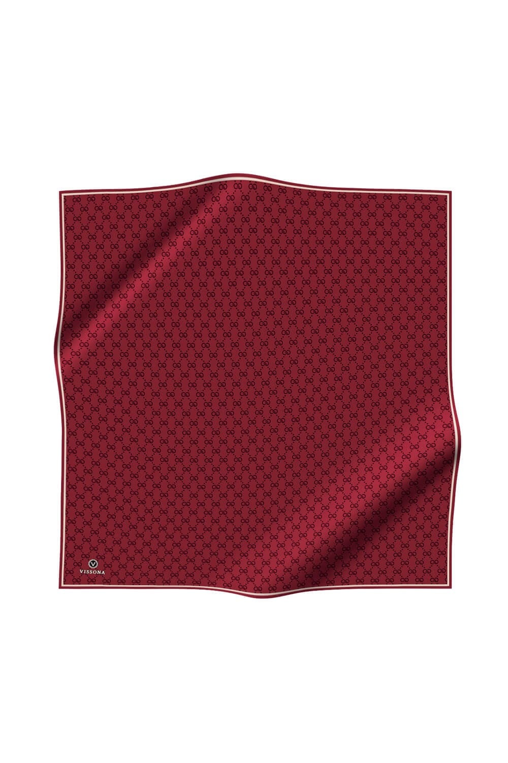 %100 Twill İpek Geometrik Desenli Bordo Renkli 90x90 Eşarp Dikim Şekli : El Dikişi