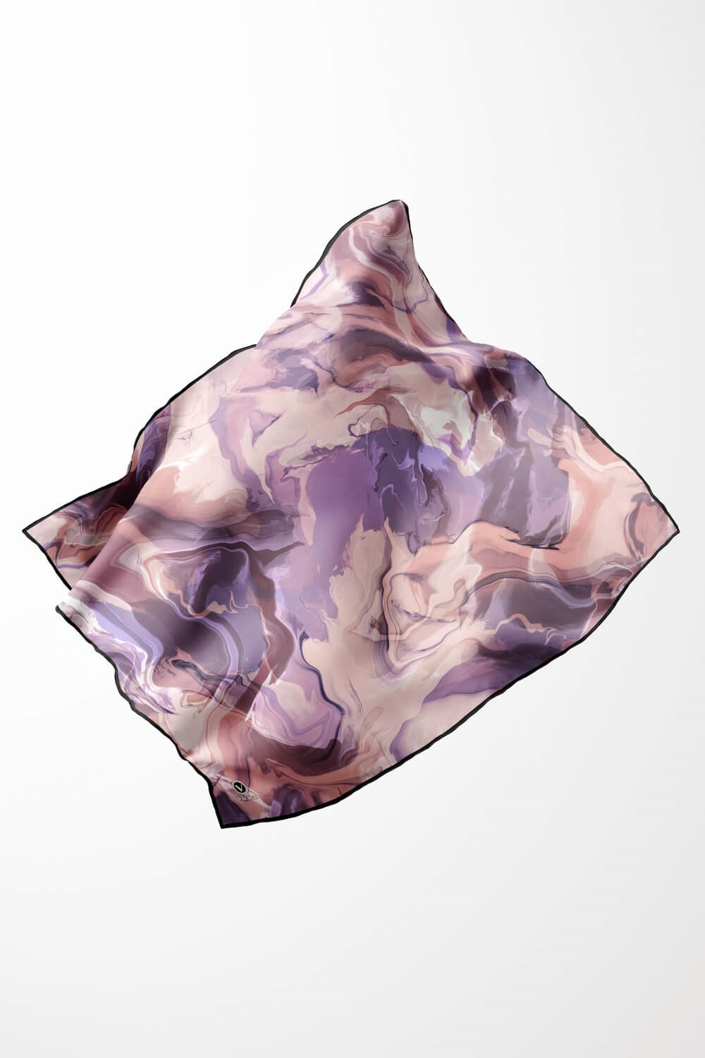 Twill Batik Desenli Lila Renkli 90x90 Eşarp (İpek İçermez) Kenar Dikiş Şekli El Dikişli