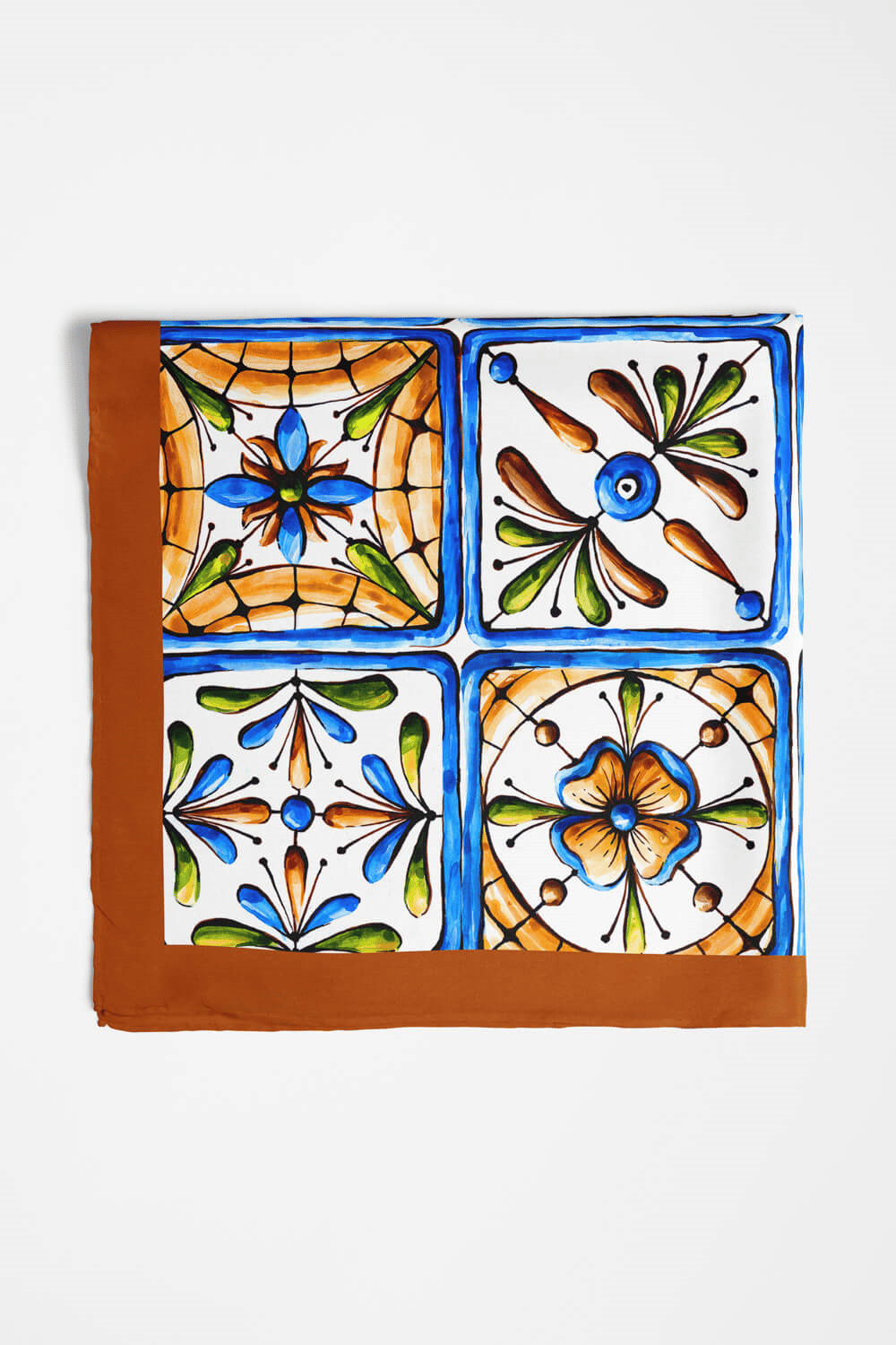 E29 Kadın Kareli Desenli Bandana 50x50 Mavi Sarı DG0338-22