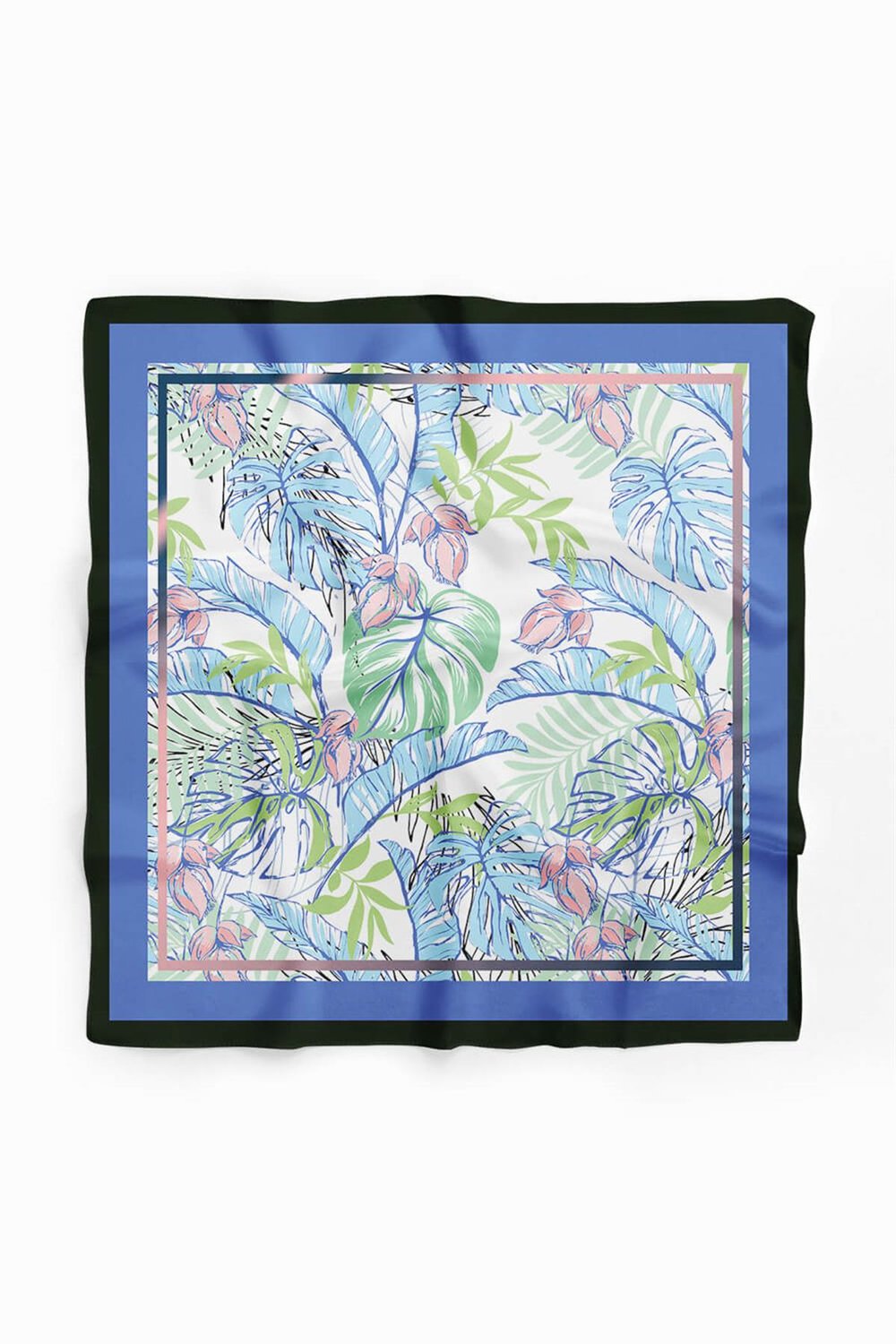 A100 Kadın Yeşil Yaprak Desenli 50x50 Bandana HYL DG01349-22