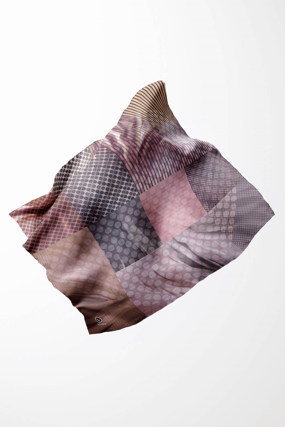 Twill Geometrik Desenli Lila Renkli 90x90 Eşarp (İpek İçermez) Kenar Dikiş Şekli El Dikişli