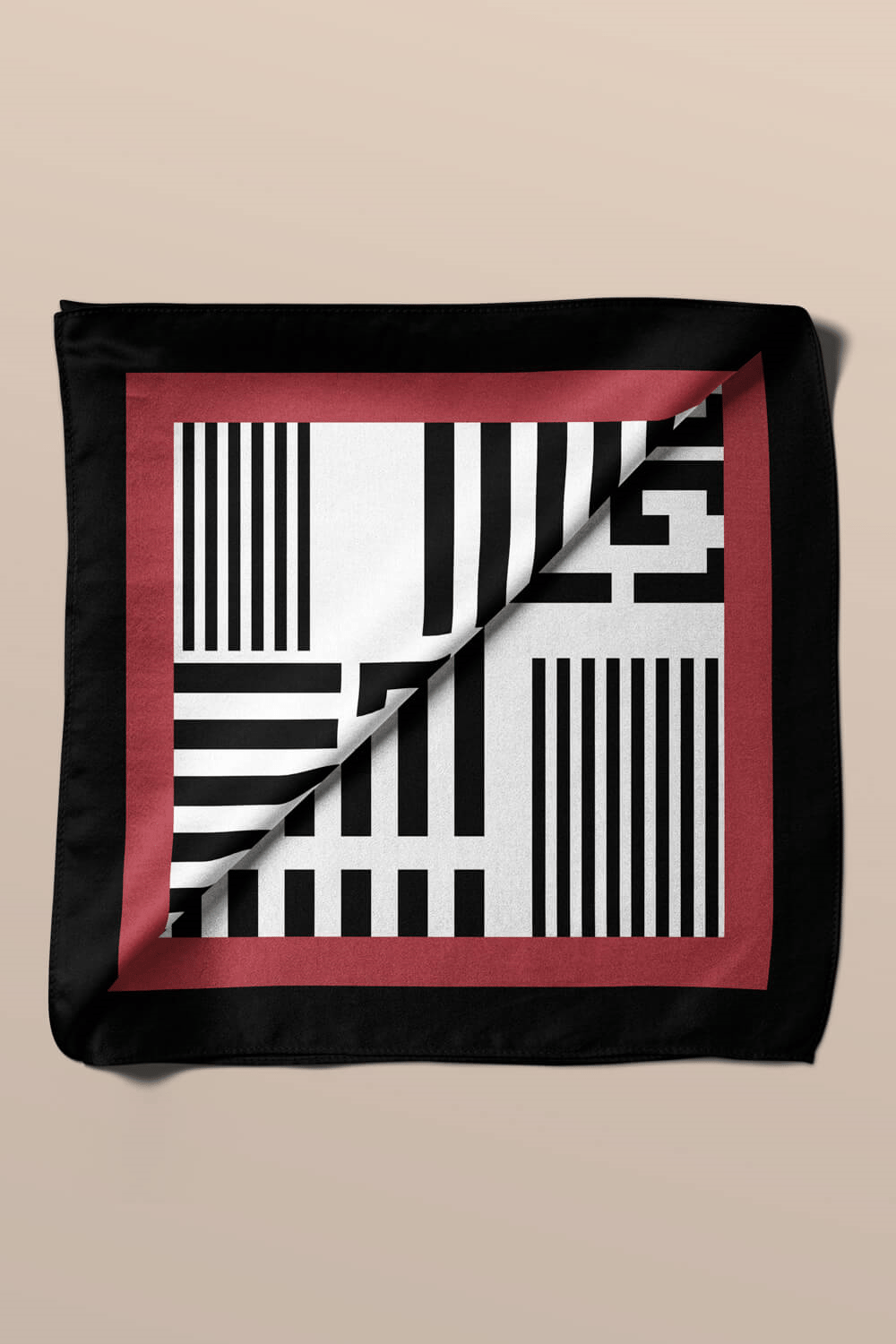 Kadın Siyah Beyaz Geometrik Desenli 50x50 Bandana HYL DG01510-22