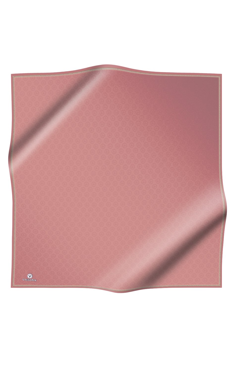 %100 Twill İpek Monogram Desenli Gül Kurusu Renkli 90x90 Eşarp Dikim Şekli : El Dikişi