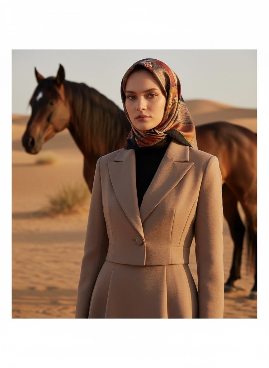 %100 Twill İpek Dokulu Çiçekli Ve Geometrik Desenli Siyah - Taba Renkli 90x90 Eşarp Dikim Şekli : El Dikişi