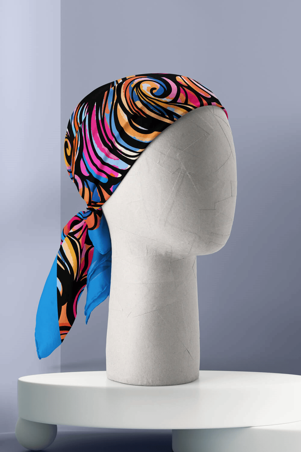 D48 Kadın Egzotik Desenli Bandana 50x50 Mor DG0291-22