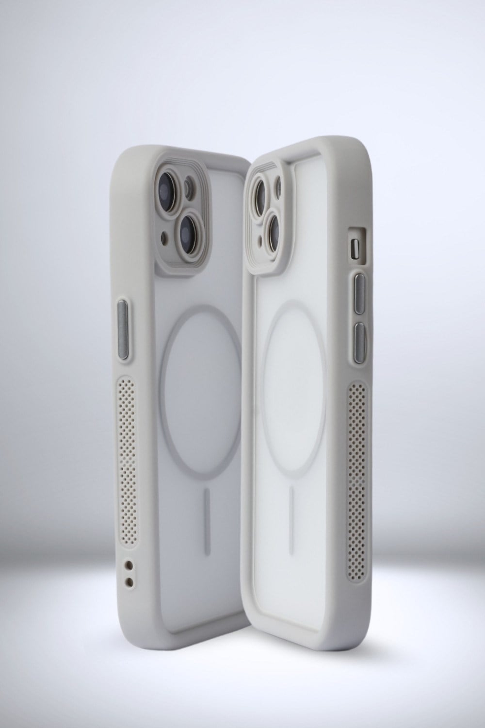 iPhone 13 Uyumlu Kamera Korumalı Magsafe Wireless Şarj Özellikli Mat Silikon Gri renkli Silikon Telefon Kılıfı