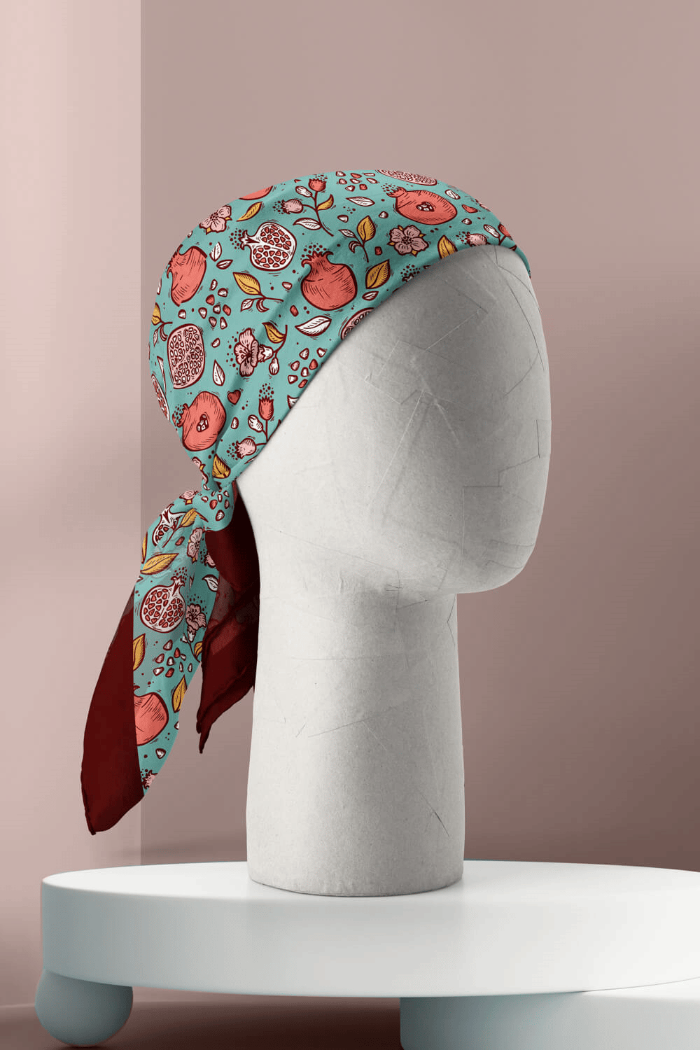Kadın Açık Mavi Küçük Nar Desenli 50x50 Bandana