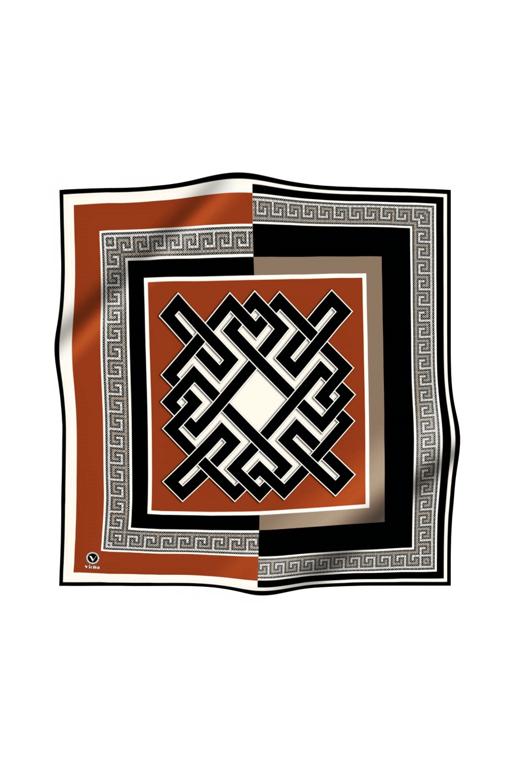 Twill Çizgili Sonsuzluk Düğümü Desenli Taba Renkli 90x90 Eşarp (İpek İçermez)
