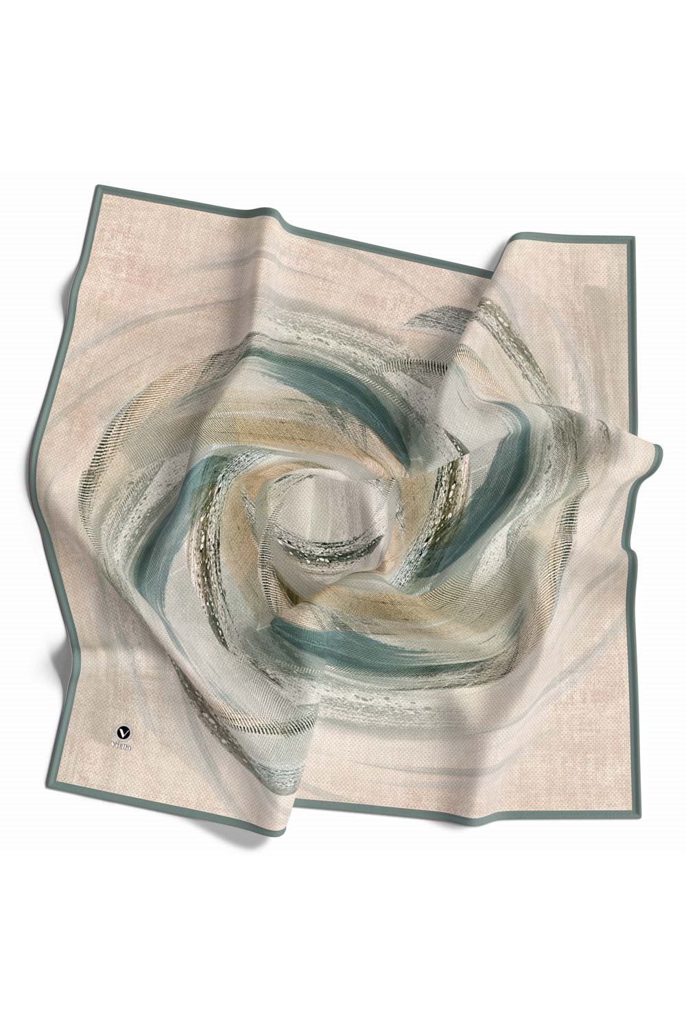 Rayon Fırça Darbesi Desenli Koyu Mint Yeşili Renkli 90x90 Eşarp (İpek İçermez) Dikim Şekli : El Dikişi