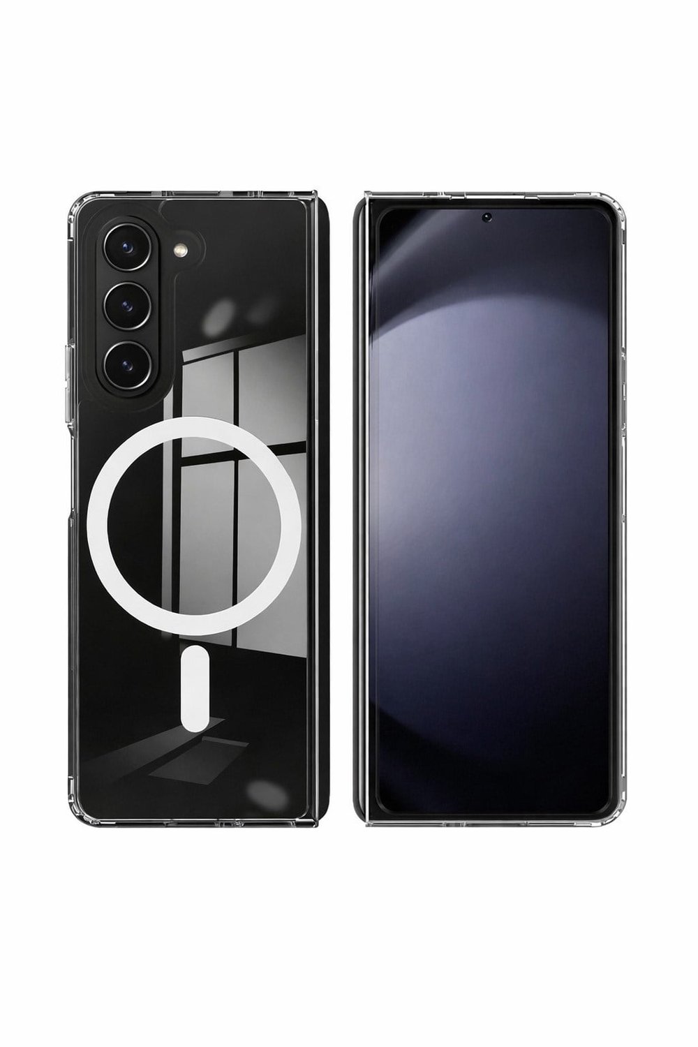 Samsung Galaxy Z Fold 7 Uyumlu Kamera Korumalı Magsafe Wireless Şarj Özellikli Lüks Şeffaf Silikon Telefon Kılıfı
