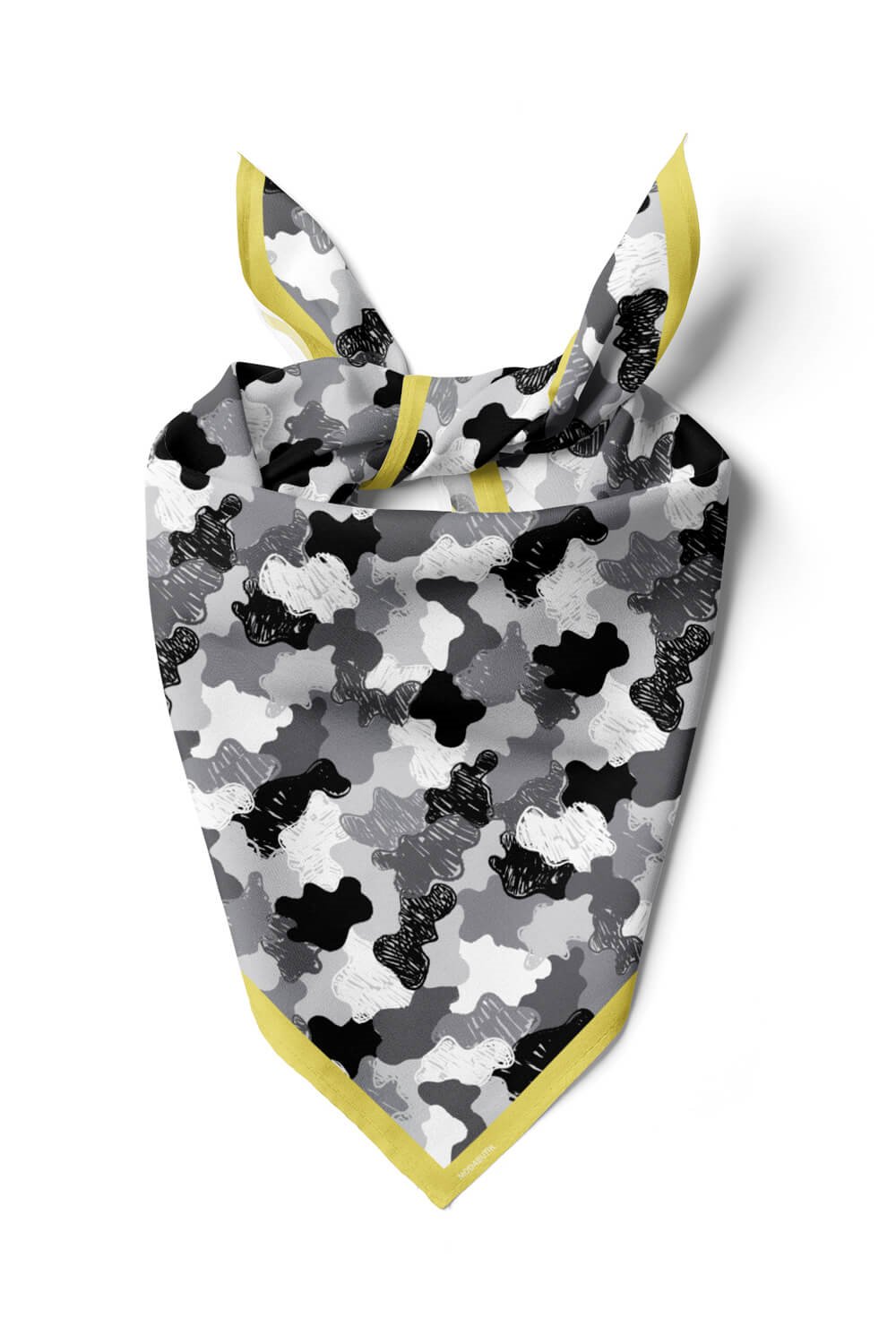 D98 Kadın Egzotik Desenli Bandana 50x50 Gri DG0255-22