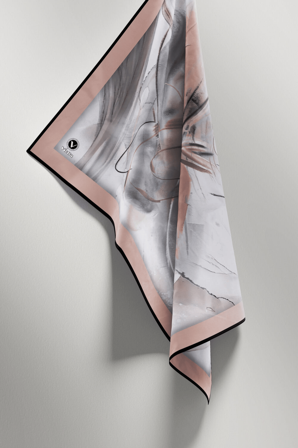 Twill Çiçek Tablo Desenli Bej Renkli 90x90 Eşarp (İpek İçermez) Kenar Dikiş Şekli El Dikişli