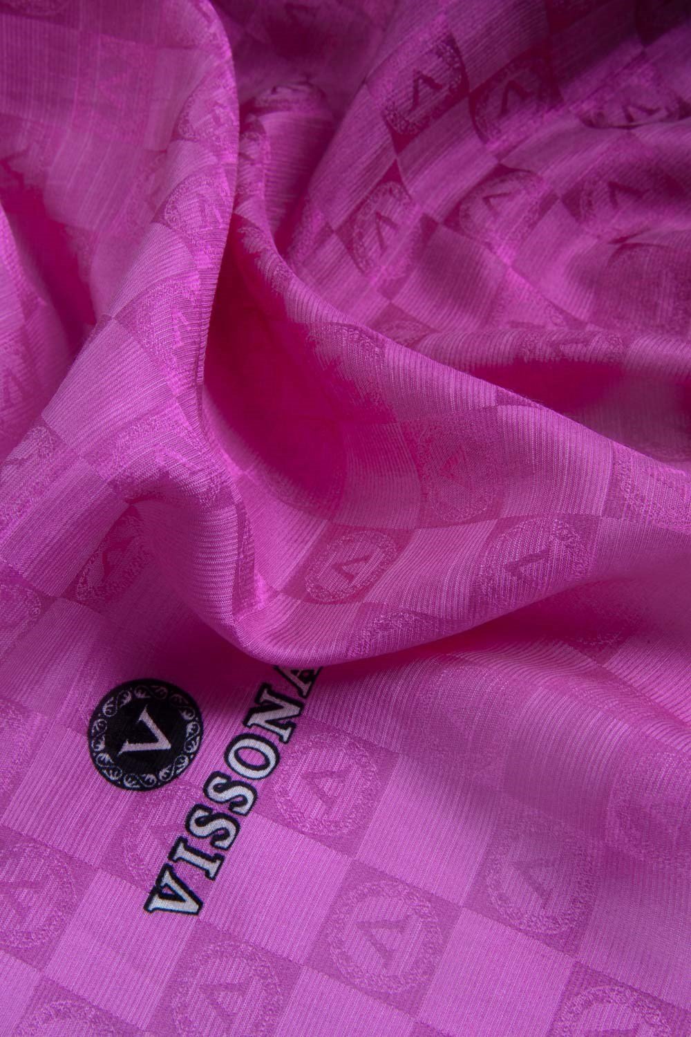 Vissona %57 İPEK %43 PAMUK Degrade Desenli Pembe Renkli Şal -  70x190 Dikiş Tipi İtalyan Dikişli