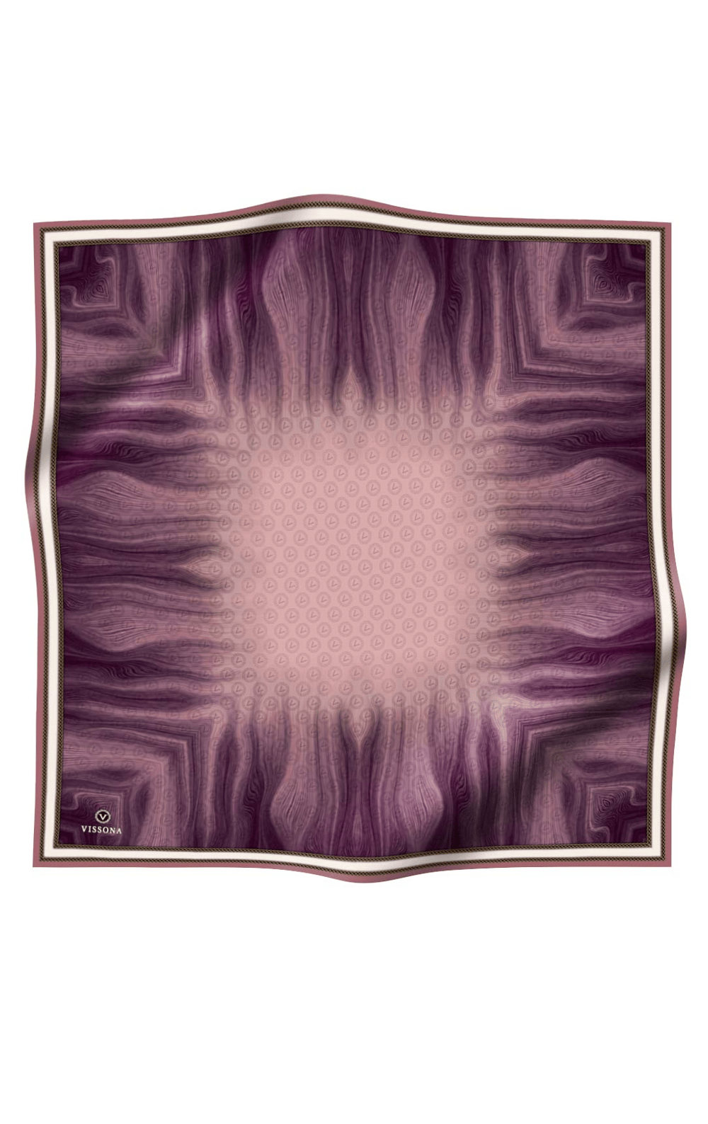 100% Twill İpek Monogram Desenli Pudra Renkli 90x90 Dikim Şekli : El Dikişi Eşarp