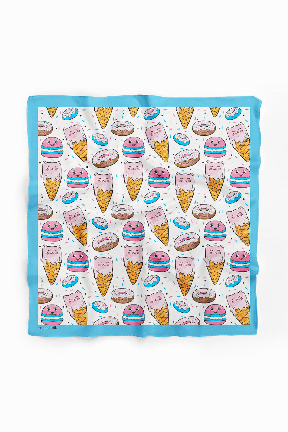 D88 Kadın Aşk Desenli Bandana 50x50 Pembe Sarı DG0360-22