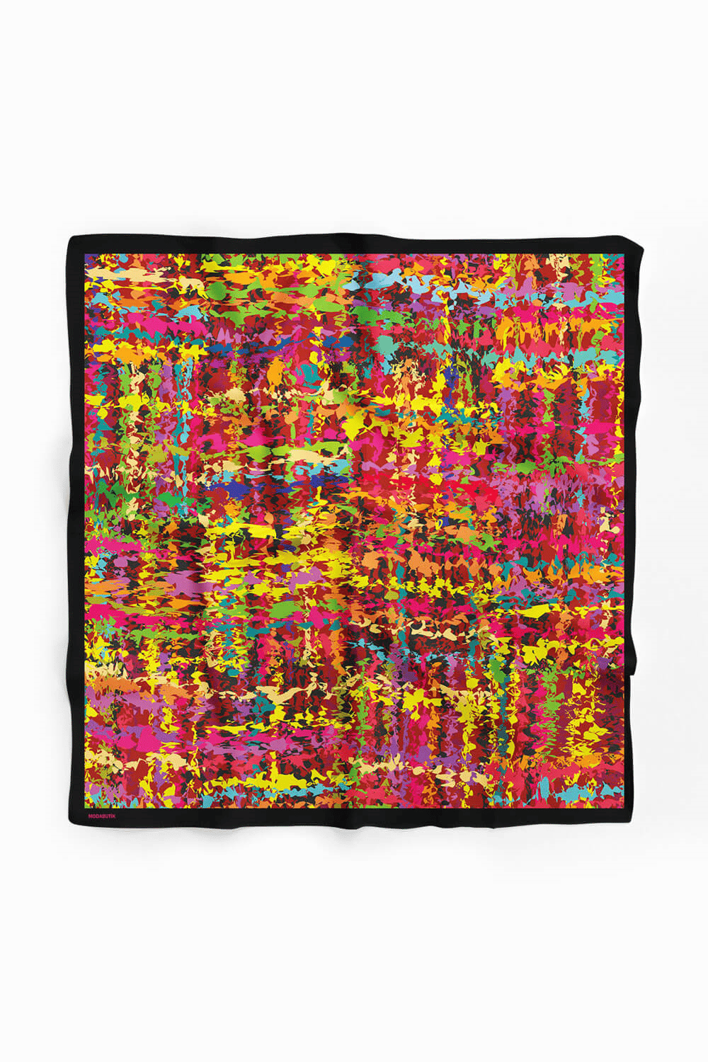 C71 Kadın Yağlı Boya Desenli Bandana 50x50 Pembe Yeşil DG0256-22