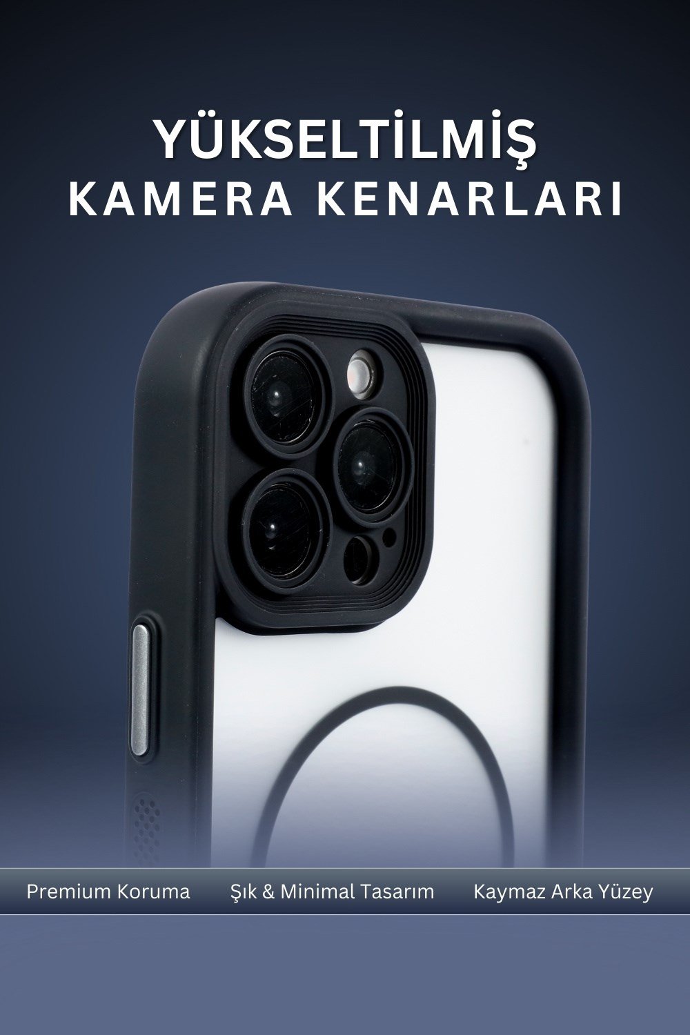 iPhone 16 Pro Max Uyumlu Kamera Korumalı Magsafe Wireless Şarj Özellikli Mat Silikon Siyah renkli Silikon Telefon Kılıfı