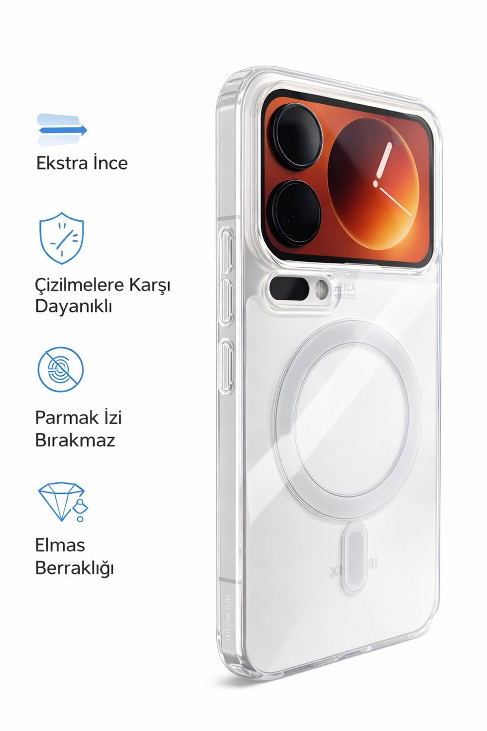 Redmi 17 Pro Max Uyumlu Kamera Korumalı Magsafe Wireless Şarj Özellikli Lüks Şeffaf Silikon Telefon Kılıfı