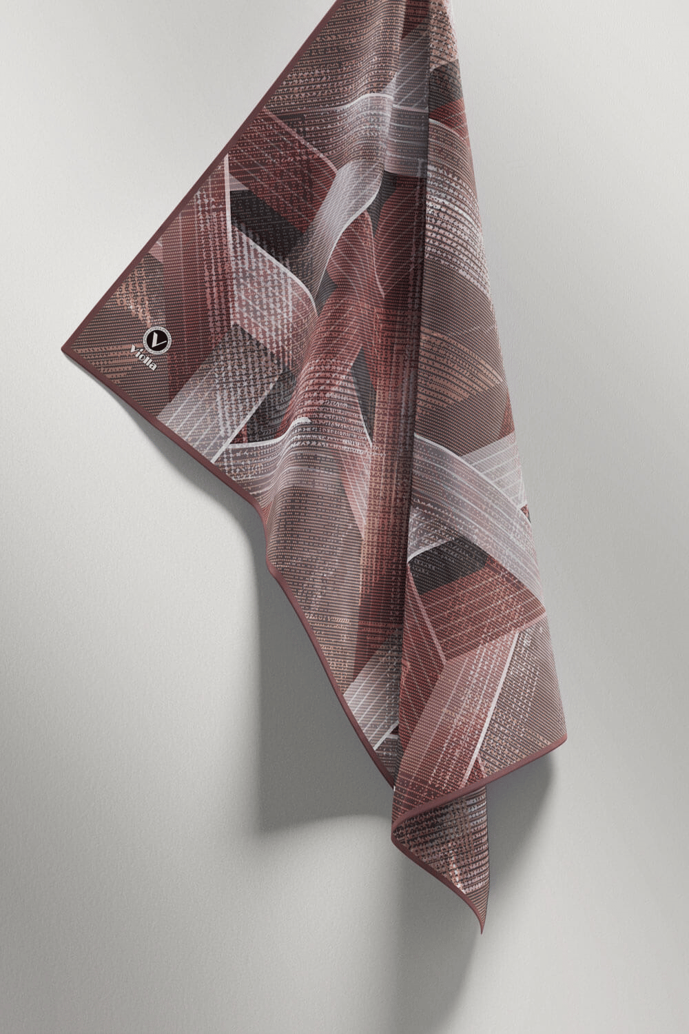 Twill Dokulu Geometrik Desenli Pudra Renkli 90x90 Eşarp (İpek İçermez) Kenar Dikiş Şekli El Dikişli