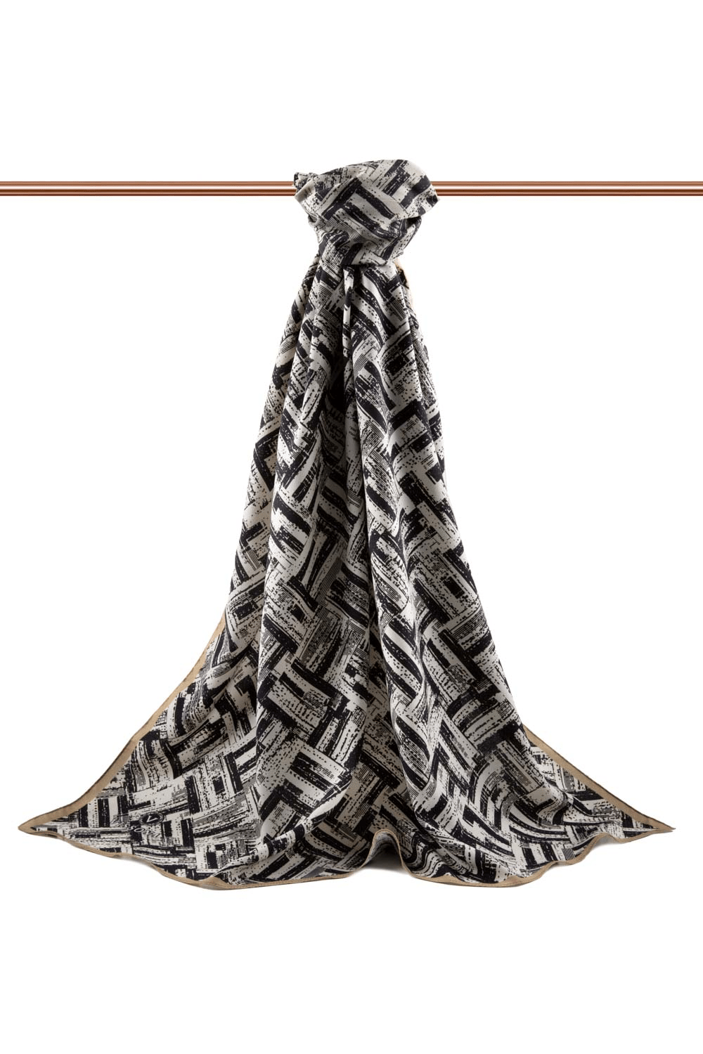 LÜKS MEDİNE İPEĞİ DEGRADELİ ÇİZGİ DESENLİ VİZON RENKLİ 75X195 KIRIŞMAZ ŞAL MOSS KREP DİKİŞ TİPİ İTALYAN DİKİŞLİ